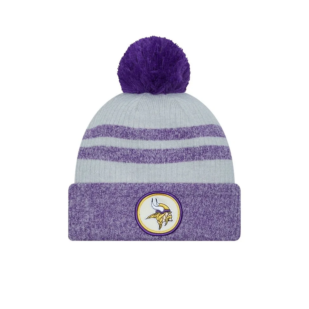 Minnesota Vikings New Era Pom Patch‎ Gray Beanie Hat - New With Tags